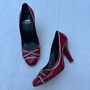 Women's EU 39.5 MOSCHINO Cheap and Chic Red Patent Bow High Heel Pumps Italy